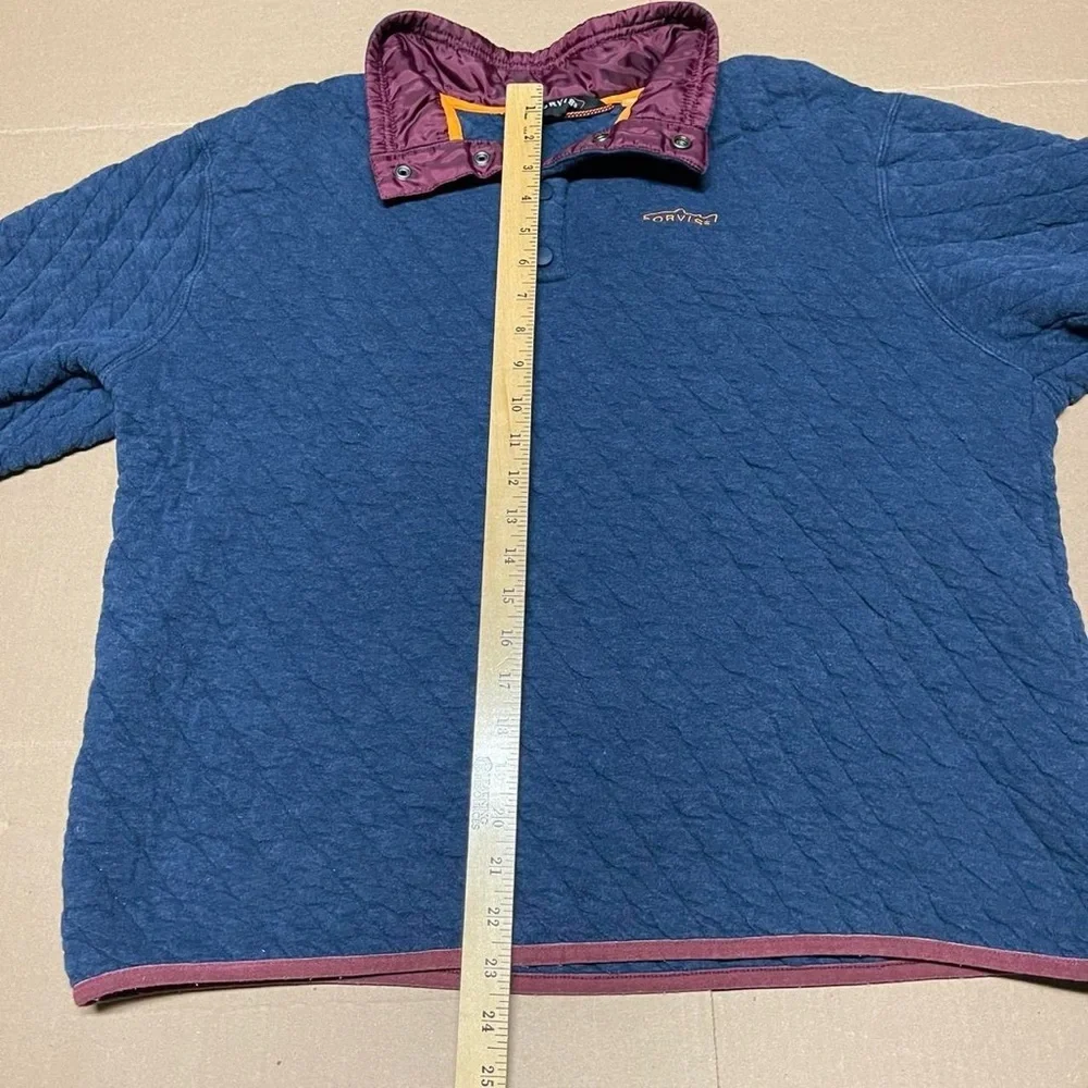 Orvis Trout Bum Quilted Pullover Jacket Shirt Blue Mens Large Snap Button Casual